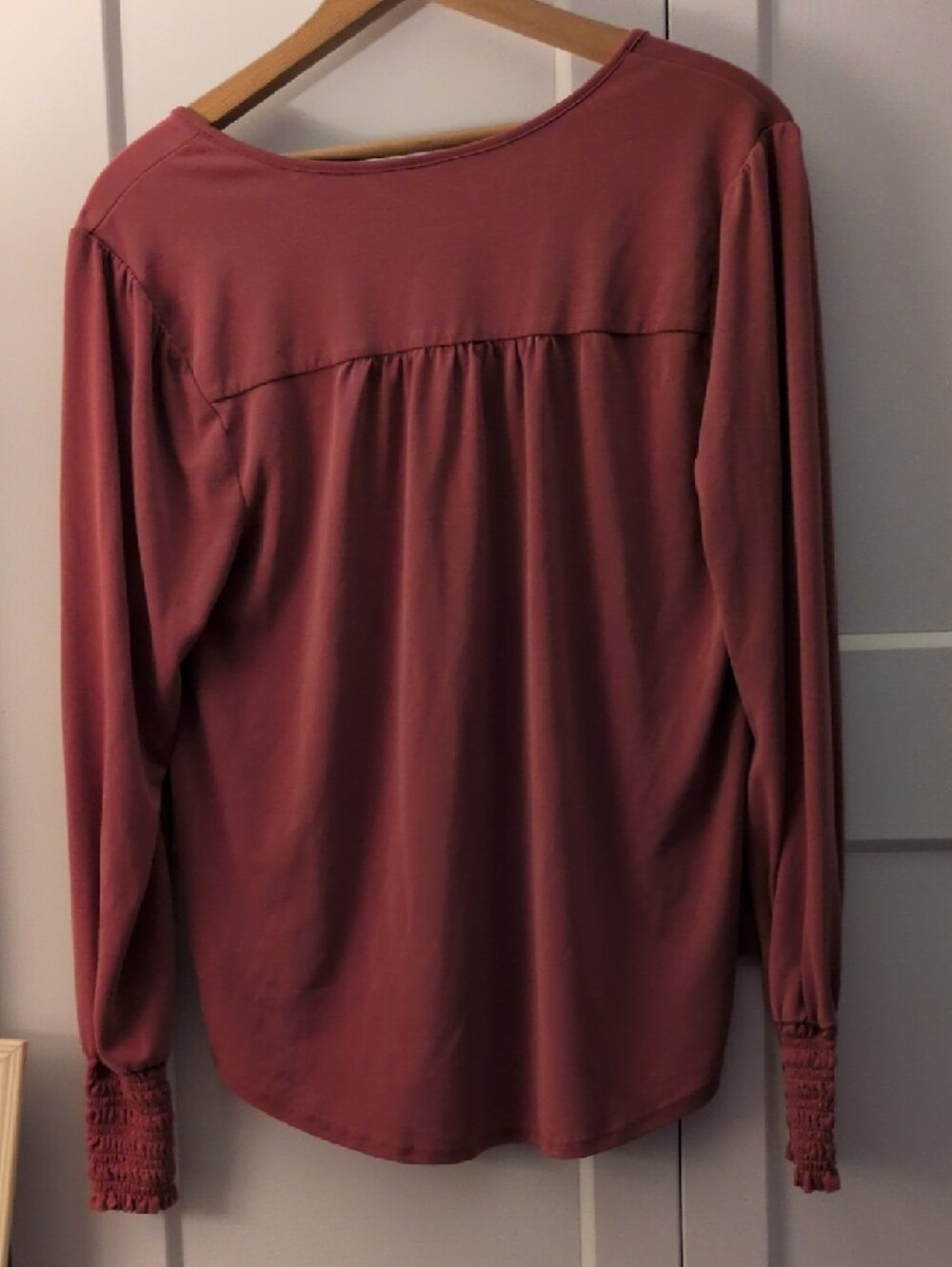 Lucky Brand Long-Sleeve V-Neck Tie Tunic - Rosewood - Picture 6 of 8